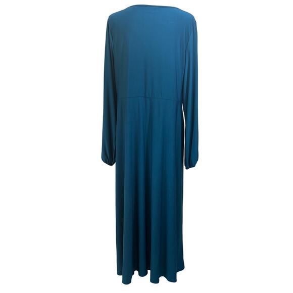 June + Vie teal blue knit maxidress, minimalist, travel, feminine, day to night - Picture 2 of 6